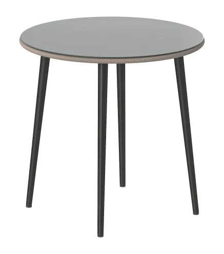 Mesa de Comedor de Jardín con Tablero de Vidrio Templado con Borde de Ratán Estructura de Acero 80x80x74 cm Gris
