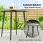Mesa de Comedor de Jardín con Tablero de Vidrio Templado con Borde de Ratán Estructura de Acero 80x80x74 cm Gris