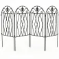Set de 4 Vallas de Jardín Metálicas 125x56 cm con Diseño Arqueado Resistente Fácil de Instalar para Patio Césped Negro