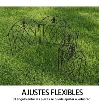 Set de 4 Vallas de Jardín Metálicas 125x56 cm con Diseño Arqueado Resistente Fácil de Instalar para Patio Césped Negro