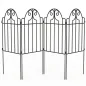 Set de 4 Vallas de Jardín Metálicas 125x57 cm con Diseño Arqueado Resistente Fácil de Instalar para Patio Césped Negro