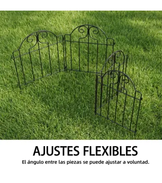 Set de 4 Vallas de Jardín Metálicas 125x57 cm con Diseño Arqueado Resistente Fácil de Instalar para Patio Césped Negro