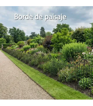 Set de 4 Vallas de Jardín Metálicas 125x57 cm con Diseño Arqueado Resistente Fácil de Instalar para Patio Césped Negro