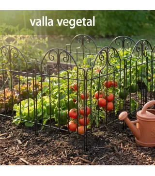 Set de 4 Vallas de Jardín Metálicas 125x57 cm con Diseño Arqueado Resistente Fácil de Instalar para Patio Césped Negro