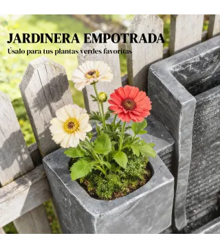 Fuente de Jardín con Luces LED Maceta y Bomba Fuente Decorativa en Cascada de 5 Niveles 38x19x101 cm Gris Oscuro