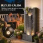 Fuente de Jardín con Luces LED Maceta y Bomba Fuente Decorativa en Cascada de 5 Niveles 38x19x101 cm Gris Oscuro
