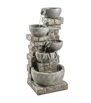 Fuente de Jardín con Iluminación LED y Bomba Fuente Decorativa en Cascada de 5 Niveles 334x36x80 cm Multicolor