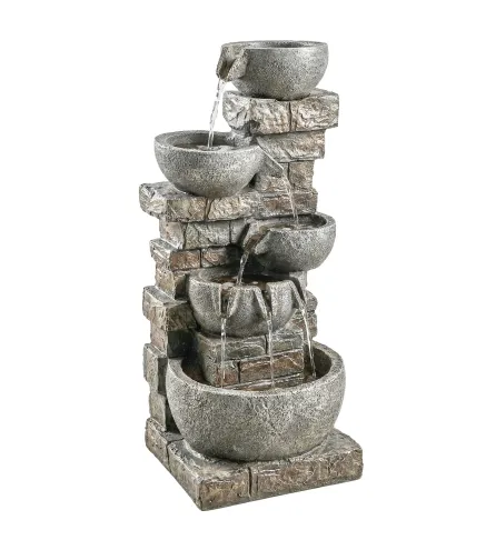 Fuente de Jardín con Iluminación LED y Bomba Fuente Decorativa en Cascada de 5 Niveles 334x36x80 cm Multicolor