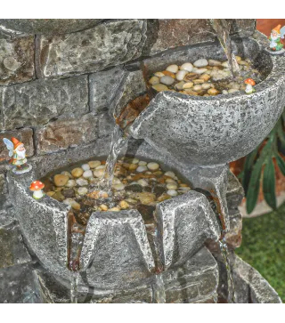 Fuente de Jardín con Iluminación LED y Bomba Fuente Decorativa en Cascada de 5 Niveles 334x36x80 cm Multicolor