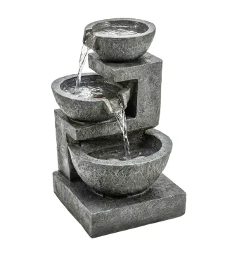 Fuente de Jardín con Iluminación LED y Bomba Fuente Decorativa en Cascada de 3 Niveles 40x37x61 cm Multicolor