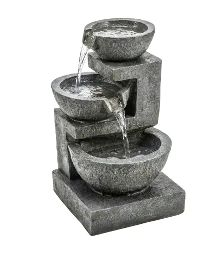 Fuente de Jardín con Iluminación LED y Bomba Fuente Decorativa en Cascada de 3 Niveles 40x37x61 cm Multicolor