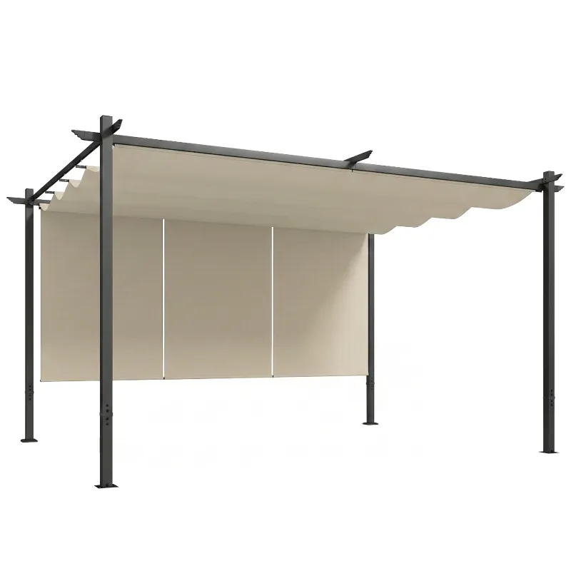 Pérgola de Jardín 4x3 m con Techo Retráctil 3 Laterales Enrollables UPF30+ Cenador de Jardín para Patio Exterior Beige Pérgola de Jardín 4x3 m con Techo Retráctil 3 Laterales Enrollables UPF30+ Cenador de Jardín para Patio Exterior Beige