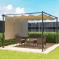 Pérgola de Jardín 4x3 m con Techo Retráctil 3 Laterales Enrollables UPF30+ Cenador de Jardín para Patio Exterior Beige