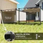 Pérgola de Jardín 4x3 m con Techo Retráctil 3 Laterales Enrollables UPF30+ Cenador de Jardín para Patio Exterior Beige