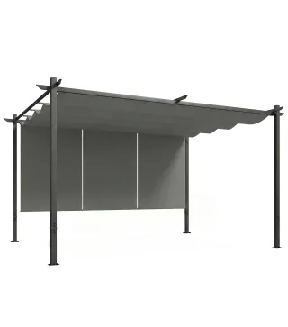 Pérgola de Jardín 4x3 m con Techo Retráctil 3 Laterales Enrollables UPF30+ Cenador de Jardín para Patio Exterior Gris