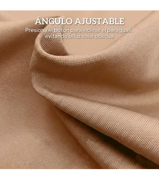 Sombrilla de Jardín Ø266x238 cm con Ángulo Ajustable Manivela y Toldo con Flecos Decorativos para Patio Terraza Caqui