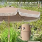 Sombrilla de Jardín Ø266x238 cm con Ángulo Ajustable Manivela y Toldo con Flecos Decorativos para Patio Terraza Caqui
