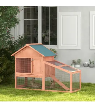 Conejera de Exterior Hecha de Madera Jaula para Conejos Dos Niveles con Techo Puerta y Ventana Bandeja Extraíble y Lavable Alta