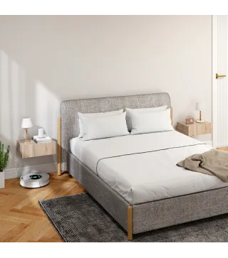 Set de 2 Mesillas de Noche de Pared Mesitas de Noche Flotantes con 1 Cajón para Dormitorio 40x30x15 cm Roble