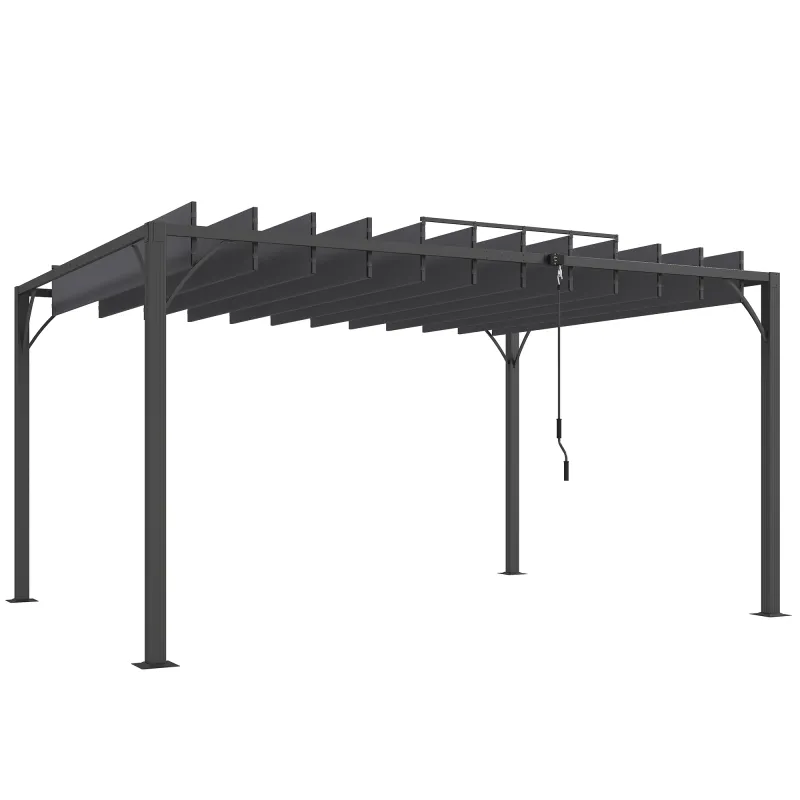 Pérgola de Jardín 3x4 m con Protección UPF 50+ Gazebo con Techo Ajustable Estructura de Aluminio para Exterior Gris