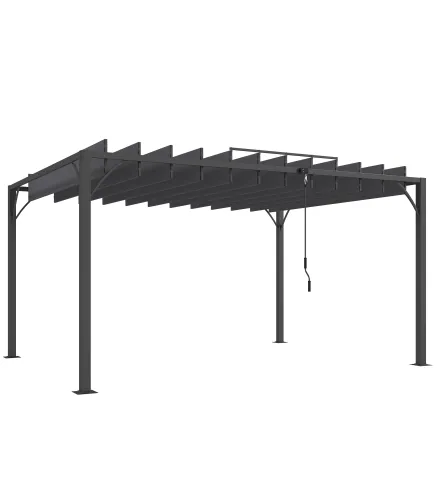 Pérgola de Jardín 3x4 m con Protección UPF 50+ Gazebo con Techo Ajustable Estructura de Aluminio para Exterior Gris