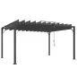 Pérgola de Jardín 3x4 m con Protección UPF 50+ Gazebo con Techo Ajustable Estructura de Aluminio para Exterior Gris