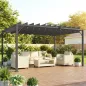 Pérgola de Jardín 3x4 m con Protección UPF 50+ Gazebo con Techo Ajustable Estructura de Aluminio para Exterior Gris
