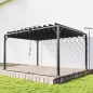 Pérgola de Jardín 3x4 m con Protección UPF 50+ Gazebo con Techo Ajustable Estructura de Aluminio para Exterior Gris