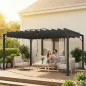 Pérgola de Jardín 3x4 m con Protección UPF 50+ Gazebo con Techo Ajustable Estructura de Aluminio para Exterior Gris