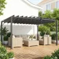 Pérgola de Jardín 3x4 m con Protección UPF 50+ Gazebo con Techo Ajustable Estructura de Aluminio para Exterior Gris