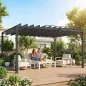 Pérgola de Jardín 3x4 m con Protección UPF 50+ Gazebo con Techo Ajustable Estructura de Aluminio para Exterior Gris
