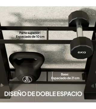 Soporte para Mancuernas de 4 Niveles Estante de Pesas de Acero Resistente para Gimnasio Casa Carga 200 kg 70x21x55 cm