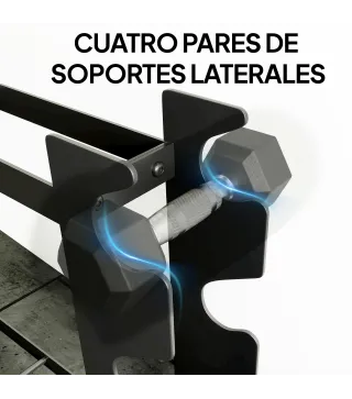 Soporte para Mancuernas de 4 Niveles Estante de Pesas de Acero Resistente para Gimnasio Casa Carga 200 kg 70x21x55 cm
