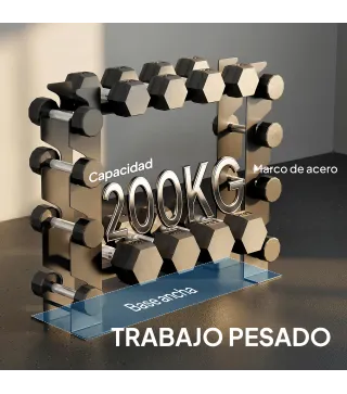 Soporte para Mancuernas de 4 Niveles Estante de Pesas de Acero Resistente para Gimnasio Casa Carga 200 kg 70x21x55 cm