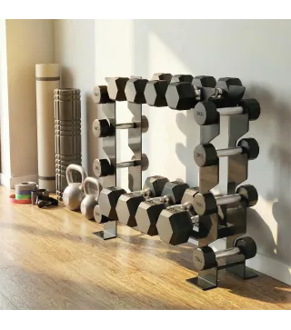 Soporte para Mancuernas de 4 Niveles Estante de Pesas de Acero Resistente para Gimnasio Casa Carga 200 kg 70x21x55 cm