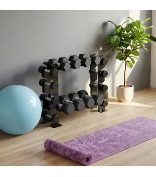 Soporte para Mancuernas de 4 Niveles Estante de Pesas de Acero Resistente para Gimnasio Casa Carga 200 kg 70x21x55 cm