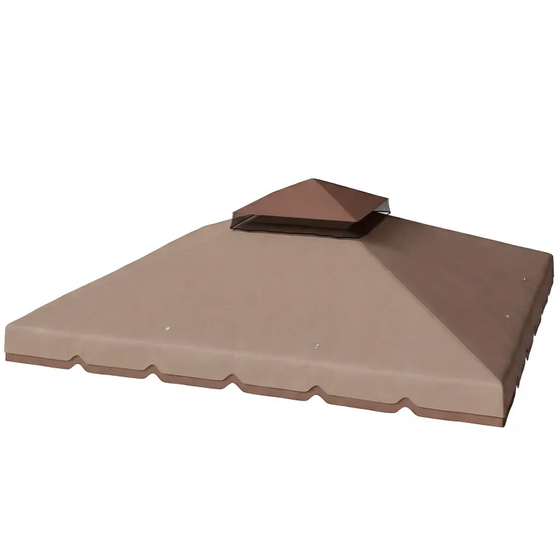 Toldo de Recambio 3x3 m con Techo Doble Orificios de Drenaje y UPF 30+ Solo Toldo NO Incluye Marco Caqui