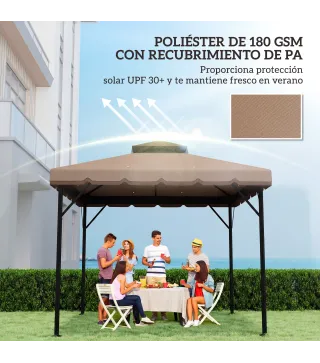 Toldo de Recambio 3x3 m con Techo Doble Orificios de Drenaje y UPF 30+ Solo Toldo NO Incluye Marco Caqui