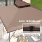 Toldo de Recambio 3x3 m con Techo Doble Orificios de Drenaje y UPF 30+ Solo Toldo NO Incluye Marco Caqui
