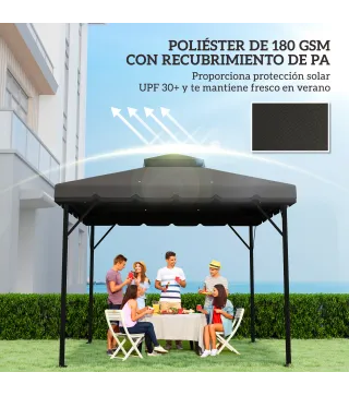 Toldo de Recambio 3x3 m con Techo Doble Orificios de Drenaje y UPF 30+ Solo Toldo NO Incluye Marco Gris Claro