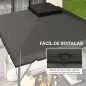Toldo de Recambio 3x3 m con Techo Doble Orificios de Drenaje y UPF 30+ Solo Toldo NO Incluye Marco Gris Claro