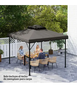 Toldo de Recambio 3x3 m con Techo Doble Orificios de Drenaje y UPF 30+ Solo Toldo NO Incluye Marco Gris Claro