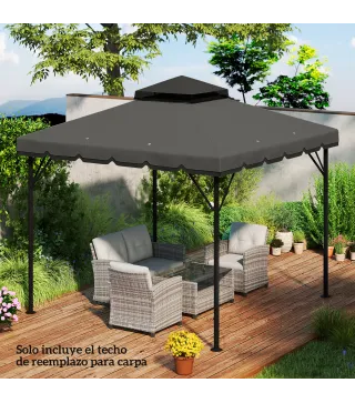 Toldo de Recambio 3x3 m con Techo Doble Orificios de Drenaje y UPF 30+ Solo Toldo NO Incluye Marco Gris Claro