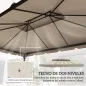 Toldo de Recambio para Cenador 4x3 m con Techo Doble Orificios de Drenaje Solo Toldo NO Incluye Marco Beige