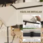 Toldo de Recambio para Cenador 4x3 m con Techo Doble Orificios de Drenaje Solo Toldo NO Incluye Marco Beige