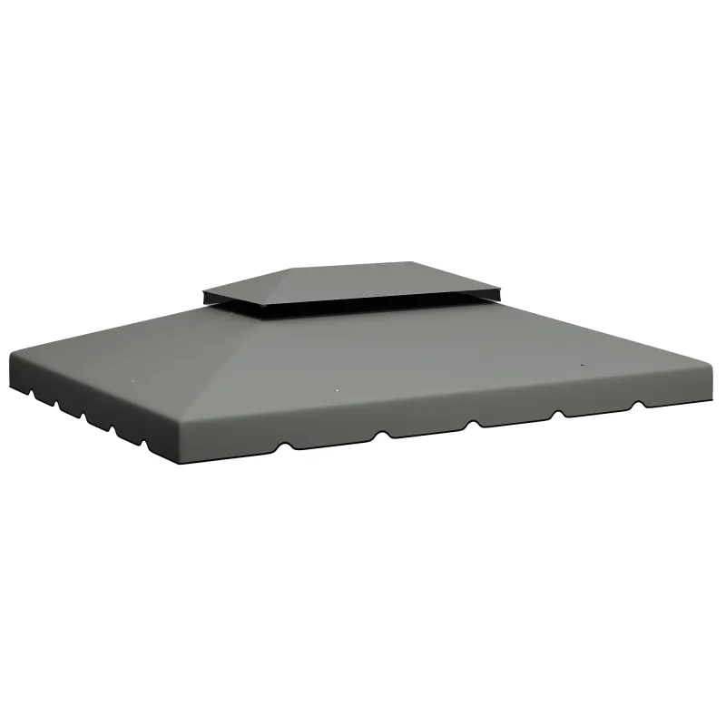 Toldo de Recambio para Cenador 4x3 m con Techo Doble Orificios de Drenaje Solo Toldo NO Incluye Marco Gris Claro
