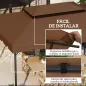 Toldo de Recambio para Cenador 4x3 m con Techo Doble Orificios de Drenaje Solo Toldo NO Incluye Marco Café