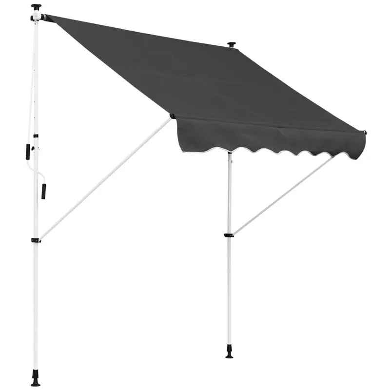 Toldo Manual Retráctil 200x150x170-280 cm para Balcón y Terraza con Altura Ajustable con Manivela Gris