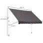 Toldo Manual Retráctil 200x150x170-280 cm para Balcón y Terraza con Altura Ajustable con Manivela Gris