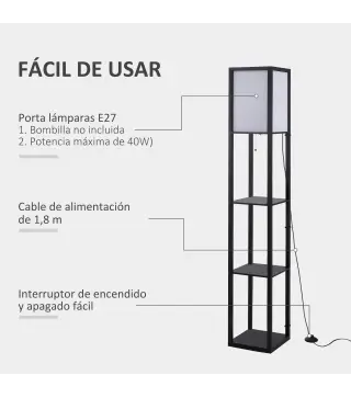 Lámpara de Pie con Estantes